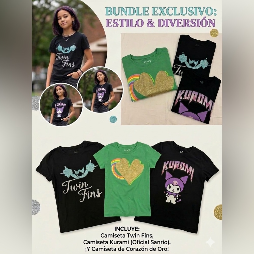 Place Kids Tees Bundle - Green & Black Graphic Shirts